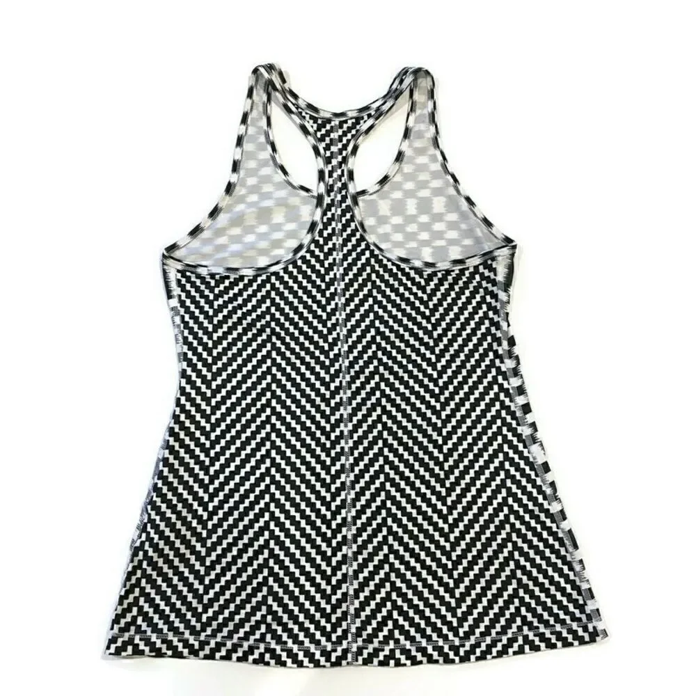 Nike Dri-Fit Sleeveless Workout Tank Top Activewear Black & White Pattern M